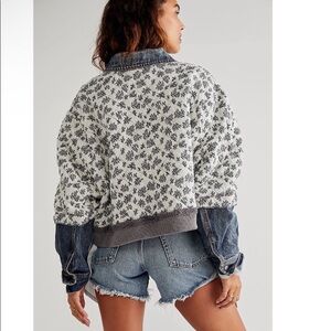 NWT Free People Ditsy Quilted Denim Jacket M/L